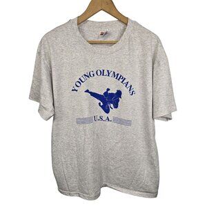 Vintage Young Olympians U.S.A. Hanes Gray T-Shirt Size L